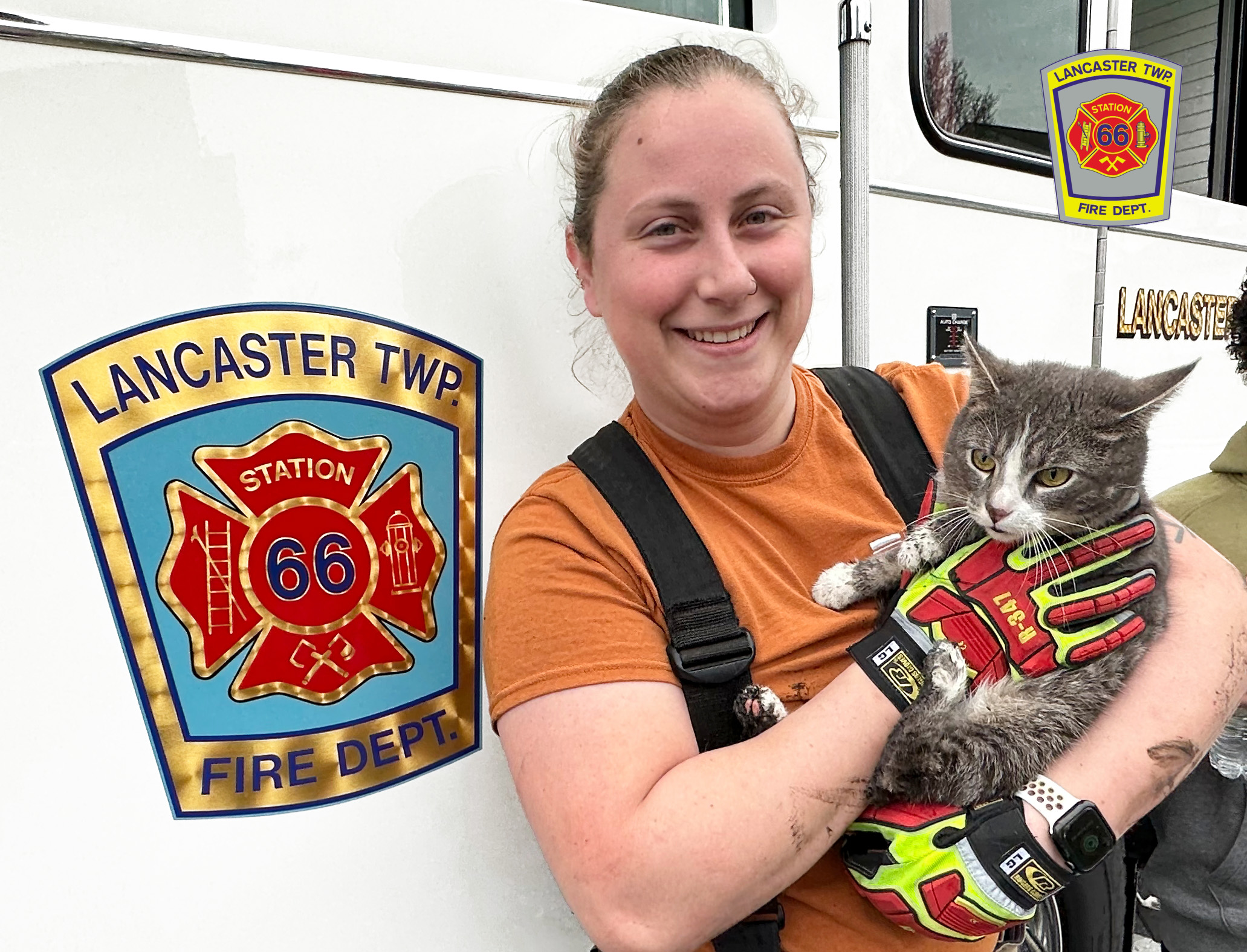 Cat Rescued From Storm Drain - Lancaster Township Volunteer Fire Department
